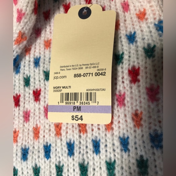 NWT St. John’s Bay Woman’s Crew Neck Long Sleeve Ivory Pullover Sweater Size M/P - Picture 8 of 8